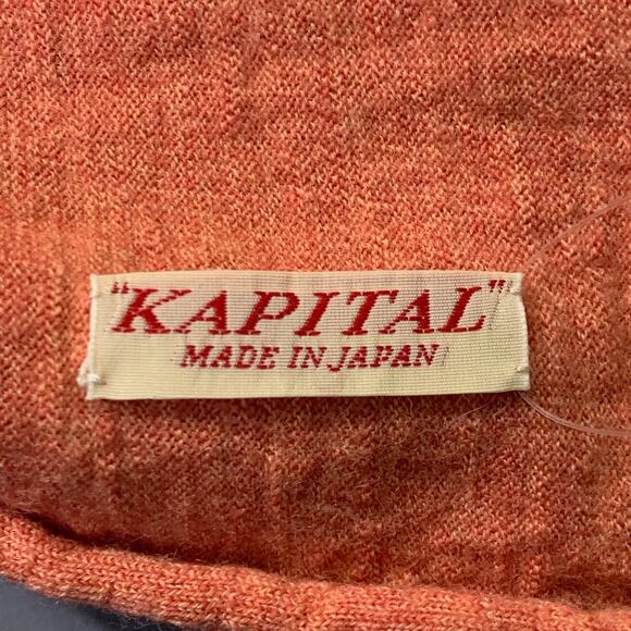 KAPITAL Orange Green Brown Leafy Tree Wool Scarf - Picture 4 of 4